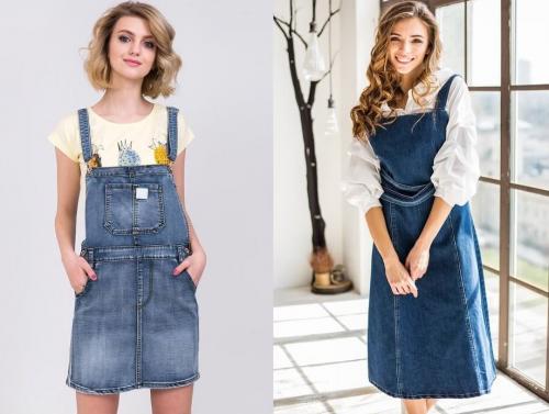 Джинсовое платье с футболкой. Модные тенденции