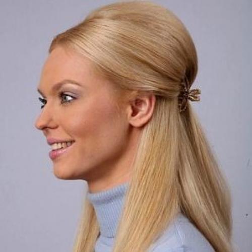 Чем заколоть сзади волосы. Прически с  крабиком  на  длинные волосы  