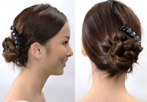 Чем заколоть сзади волосы. Прически с  крабиком  на  длинные волосы  