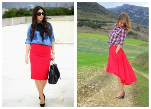 С чем носить красную юбку зимой. С чем носить юбку красного цвета? 30 фото-идей