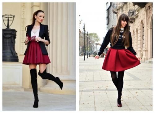 С чем носить красную юбку зимой. С чем носить юбку красного цвета? 30 фото-идей