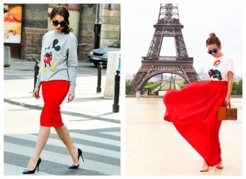 С чем носить красную юбку зимой. С чем носить юбку красного цвета? 30 фото-идей