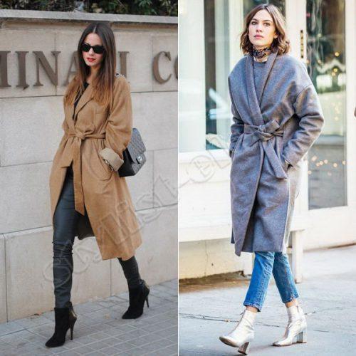 С какими ботинками носить пальто халат. Как носить пальто-халат: лучшие сочетания с одеждой, обувью, аксессуарами