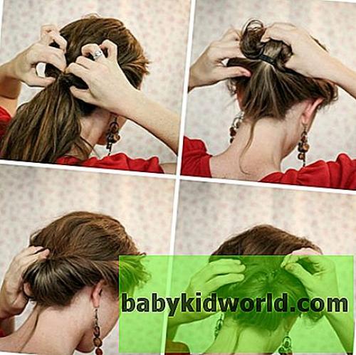 Как заколоть красиво короткие волосы. Как сделать пучок на коротких волосах 02