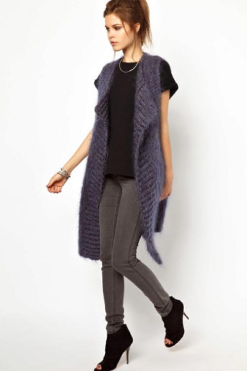 С чем носить кардиган с рукавами .  Особенности длинного женского кардигана