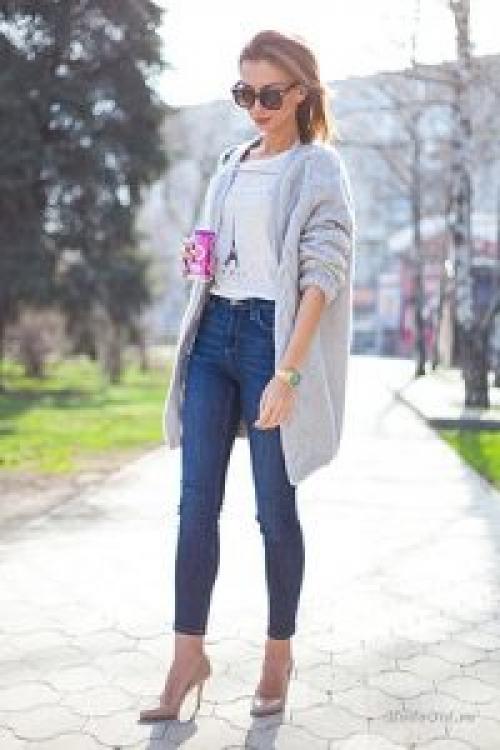 Лук с серым кардиганом. Варианты сочетания разных вариантов моделей