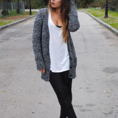 Лук с серым кардиганом. Варианты сочетания разных вариантов моделей