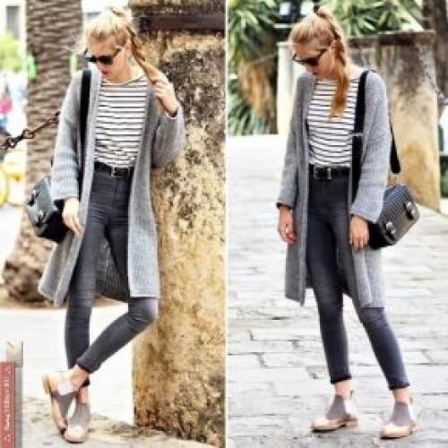 Лук с серым кардиганом. Варианты сочетания разных вариантов моделей