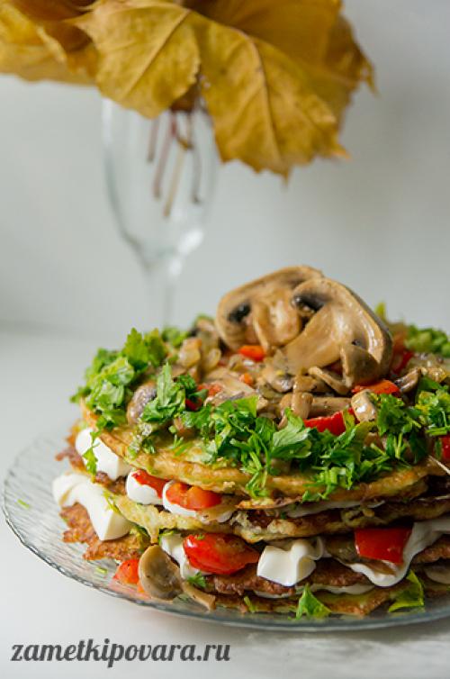 Торт из кабачков с грибами. Торт из кабачков с грибами