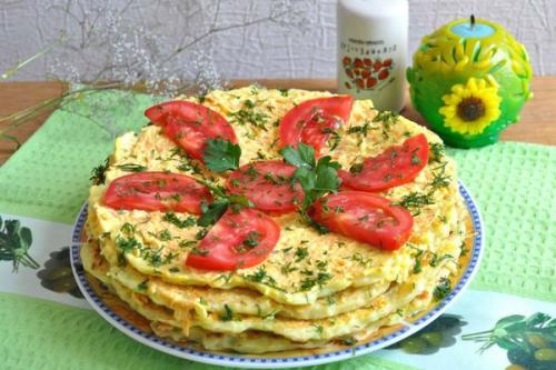 Торт из кабачковых блинчиков с помидорами. Вкуснейший кабачковый торт — лучший рецепт