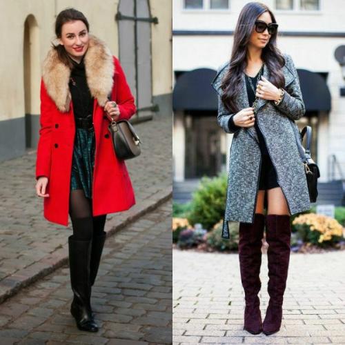 Пальто с короткими ботинками на каблуке. Пальто до колена, выше колена и ниже колена – подбираем обувь для каждого случая
