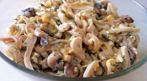 Салат с шампиньонами и кальмарами вкус который вы не забудете ингредиенты. Салат с шампиньонами и кальмарами. Вкус, который ты не забудешь!
