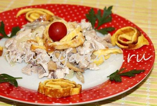 Салат из шампиньонов и омлета. Салат с омлетом — самые вкусные блюда