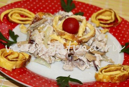 Салат из шампиньонов и омлета. Салат с омлетом — самые вкусные блюда