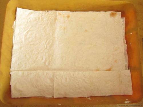 Лазанья из лаваша с творогом и зеленью. 