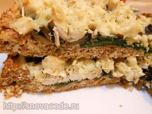 Диетический пирог с курицей и грибами