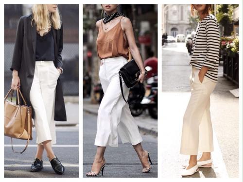 С чем носить укороченные белые брюки. Образы