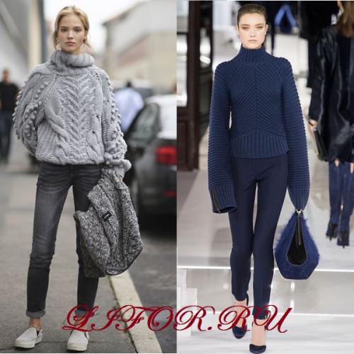 Свитер оверсайз крупной вязки. Чем отличается объёмный свитер или джемпер оверсайз крупной вязки (с фото)