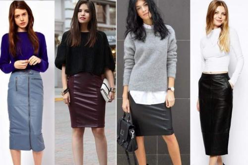 Юбка трапеция ниже колен. Будничные луки