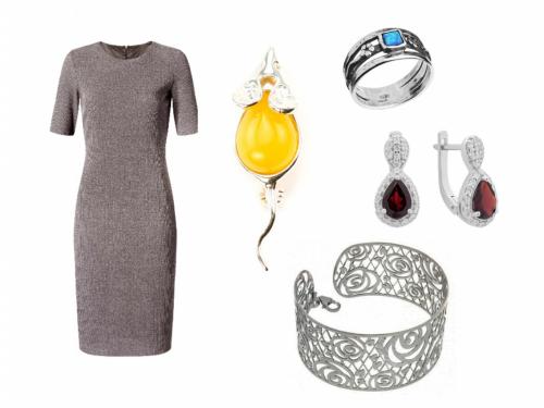 Украшения к серому трикотажному платью. Серое платье и деловой стиль одежды 11 Украшения к серому трикотажному платью. Серое платье и деловой стиль одежды 11