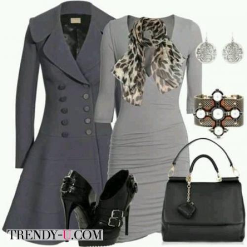 Украшения к серому трикотажному платью. Серое платье и деловой стиль одежды