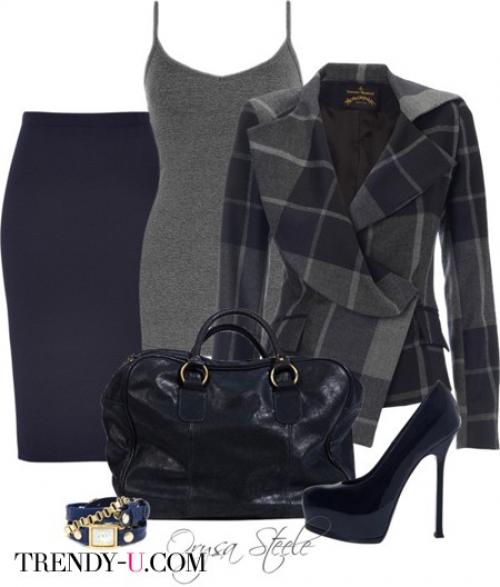 Украшения к серому трикотажному платью. Серое платье и деловой стиль одежды