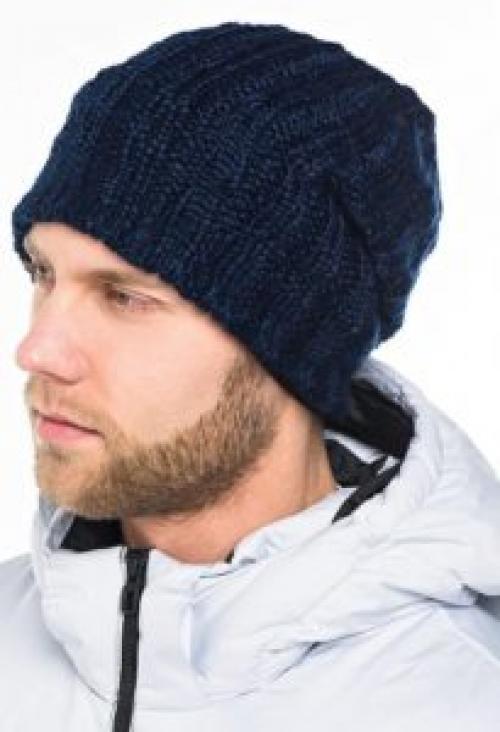 Мужская шапка бини спицами
