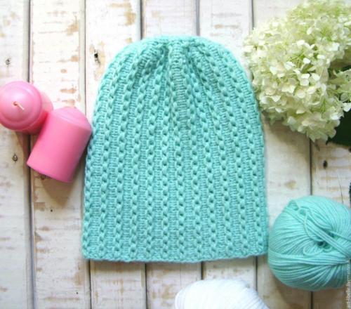 Спортивная шапка бини спицами. Шапка бини укороченными рядами — мастер-класс и схемы