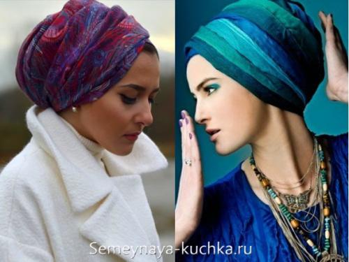 Как на голову шарф. шарф-палантин на голове.