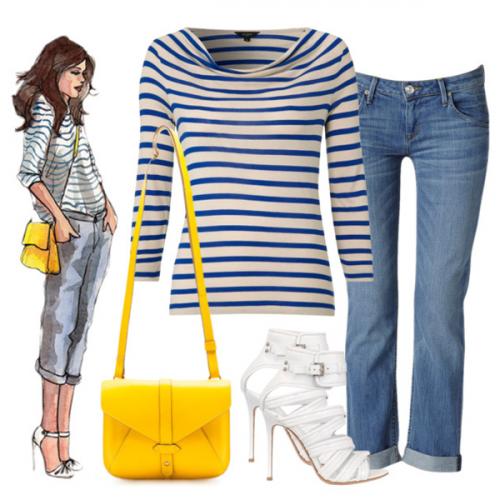 Полосатая блузка с чем носить. 