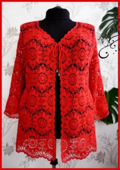 Жакет женский из мотивов. Выбираем красивый жакет, связанный крючком