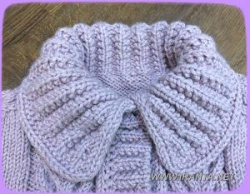 Воротник на блузке вязать. Отложной воротничок