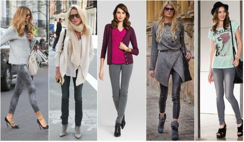 С чем носить серые джинсы? Более 50 фото образов!