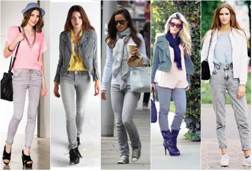 С чем носить серые джинсы? Более 50 фото образов!