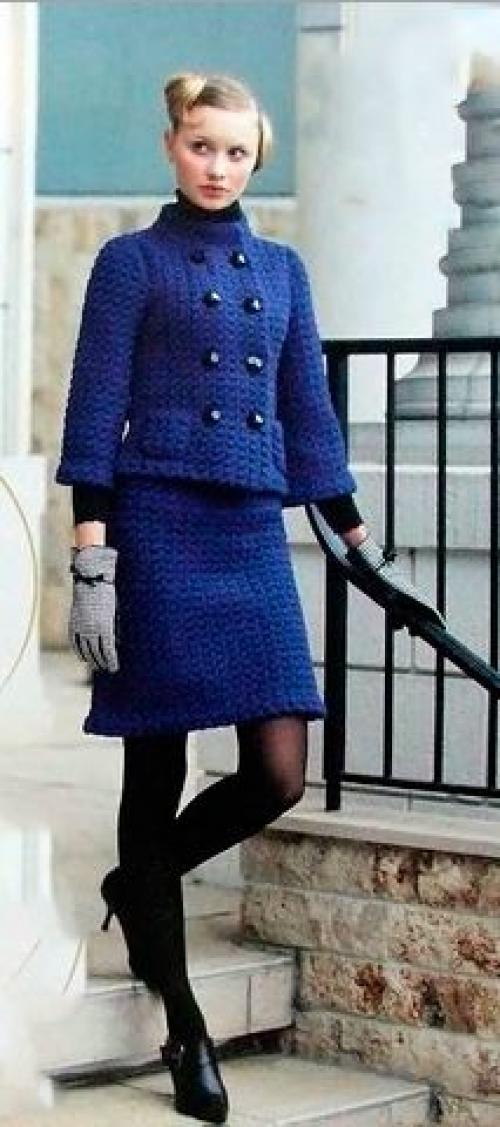 Вязаные жакеты спицами в стиле Шанель. Вязаный жакет Шанель спицами схема с описанием