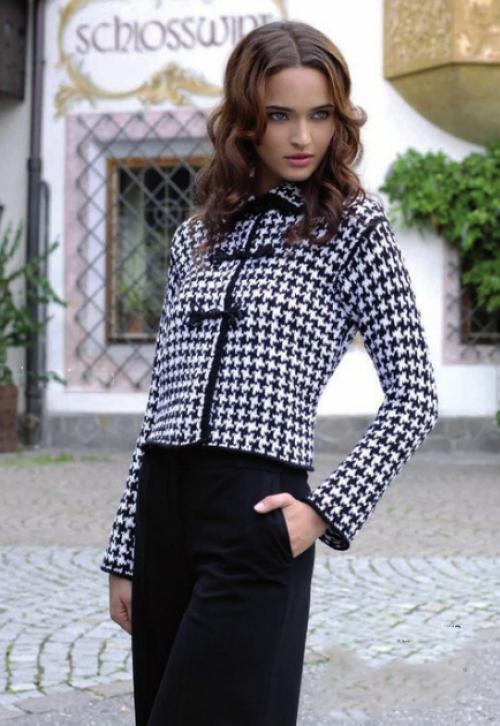 Вязаные жакеты спицами в стиле Шанель. Вязаный жакет Шанель спицами схема с описанием