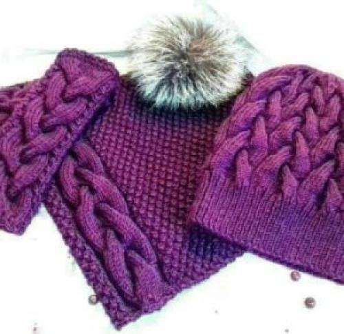 Объемные шапки спицами для женщин. Объемная шапка спицами