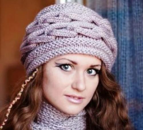 Объемные шапки спицами для женщин. Объемная шапка спицами