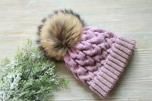 Объемные шапки спицами для женщин. Объемная шапка спицами