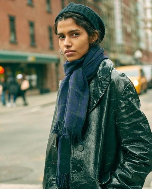 Как подобрать шапку по форме лица женщине посл.  С пуховиком 07