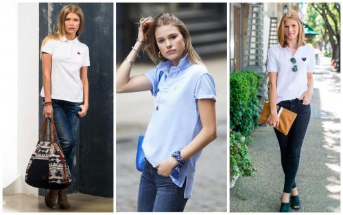 Какие туфли выбрать, чтобы образ в футболке выглядел более женственно. С чем носить женскую футболку поло