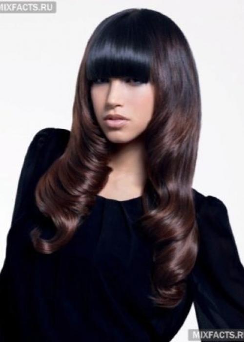 Косая челка с уголком. Стильная косая челка: фото 17