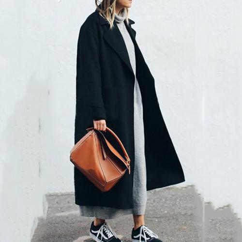 Длинное пальто с высокими сапогами. Модели