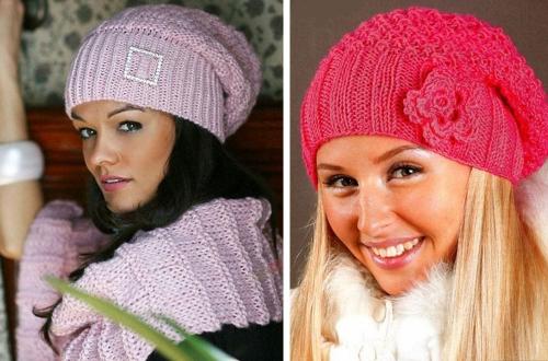 Головные уборы для женщин после 60 лет. Вязаные шапки для женщин 60 — 65 лет фото