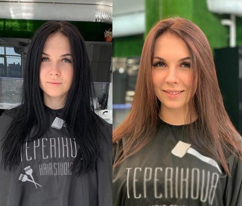 Как вывести черный цвет волос в коричневый. Кислотная смывка для волос