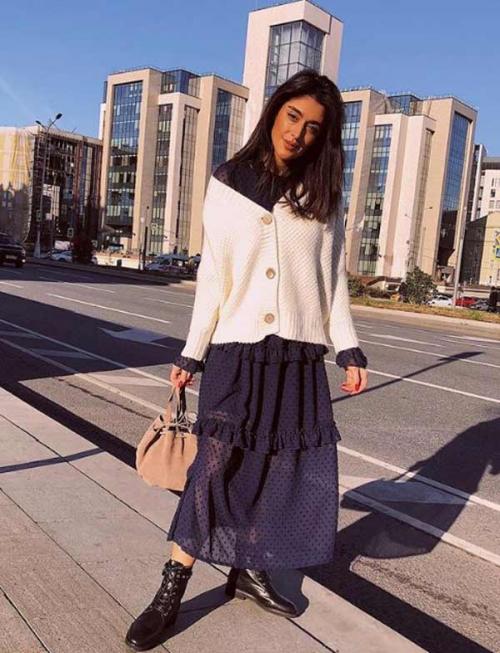 С чем носить кардиган на пуговицах. Неожиданно стал снова в моде: кардиган на пуговицах, с чем носить