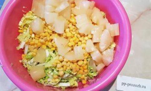 ПП салат с курицей и ананасом