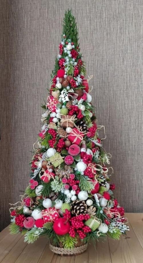 Новогодний декор!  Отличные идеи исполнения ёлочки с природны и атериа а и. 04