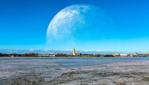 Вот так бы выглядел питер, если б планеты солнечной системы находились близко к земле. 03