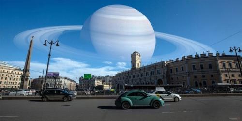 Вот так бы выглядел питер, если б планеты солнечной системы находились близко к земле. 04